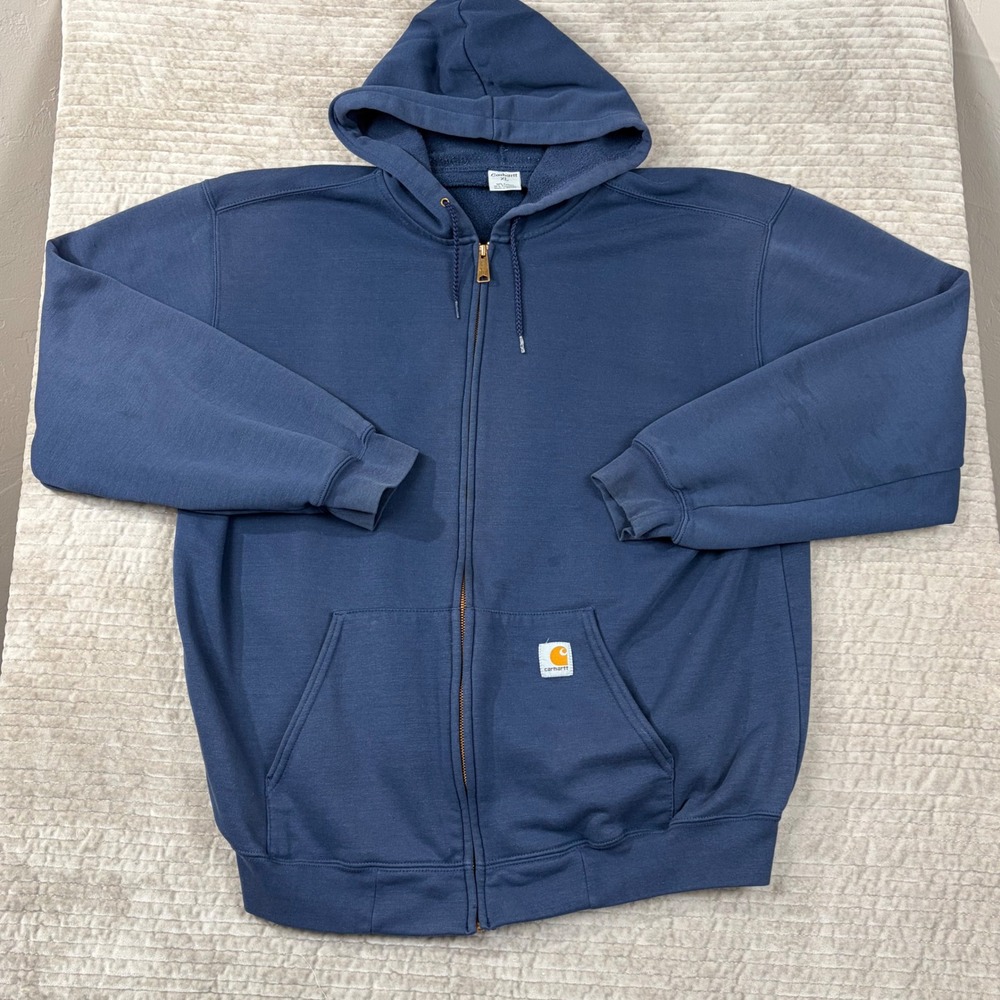 Carhartt K122 NVY Mens XL Navy Blue Full Zip Hooded Sweatshirt Fleece‎ Hoodie